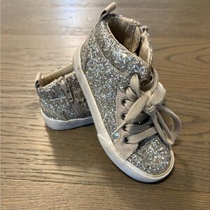 Gap girls glittery silver shoes sz 10T EUC retail $79 plus tax View
